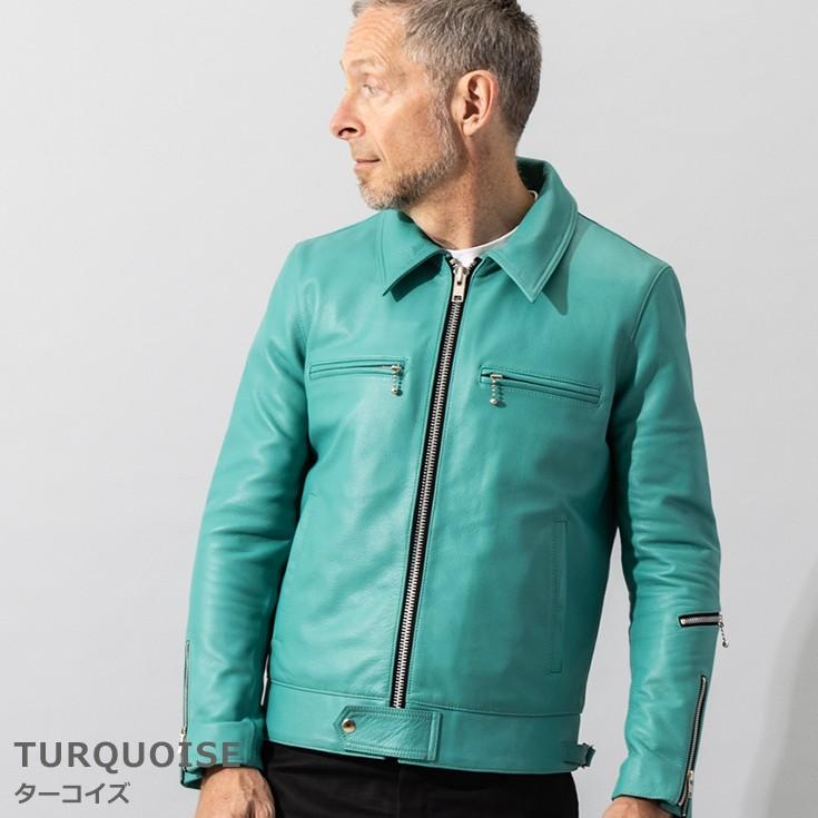 Liugoo Leathers 本革 UK襟付きシングルライダースジャケット メンズ