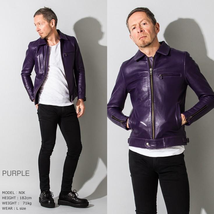 Liugoo Leathers 本革 UK襟付きシングルライダースジャケット メンズ