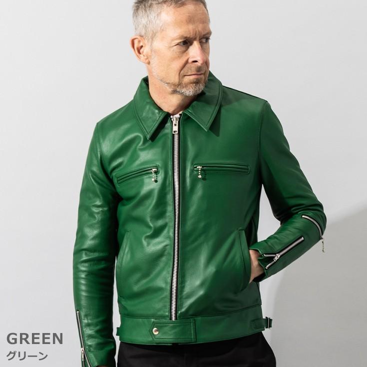 Liugoo Leathers 本革 UK襟付きシングルライダースジャケット メンズ