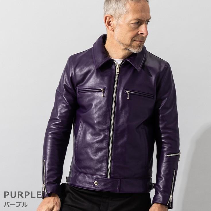 Liugoo Leathers 本革 UK襟付きシングルライダースジャケット メンズ