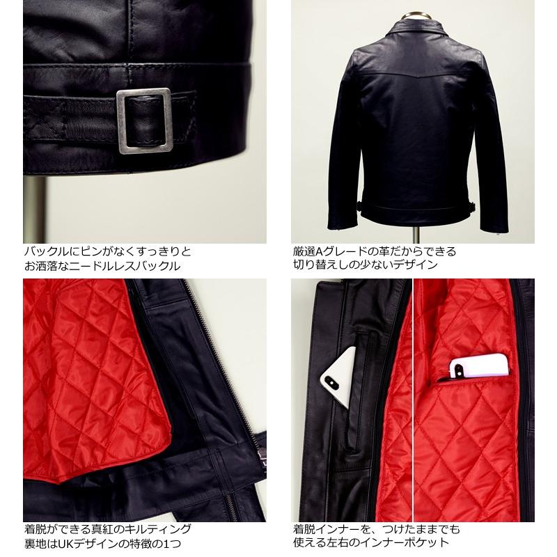 Liugoo Leathers 本革 UK襟付きシングルライダースジャケット