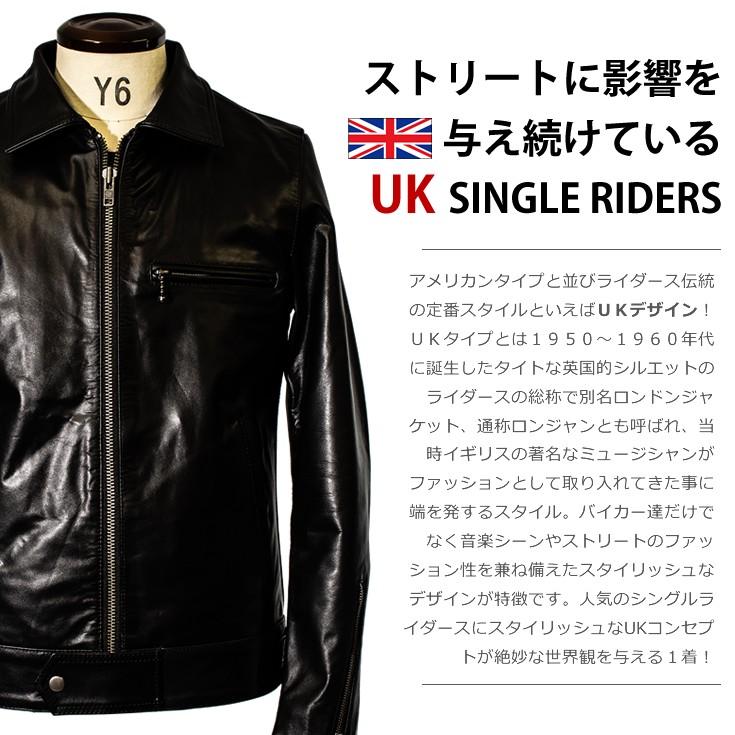 #リューグーレザーズ　ライダースジャケット Liugoo Leathers 本革 UK襟付きシングルライダースジャケット メンズ