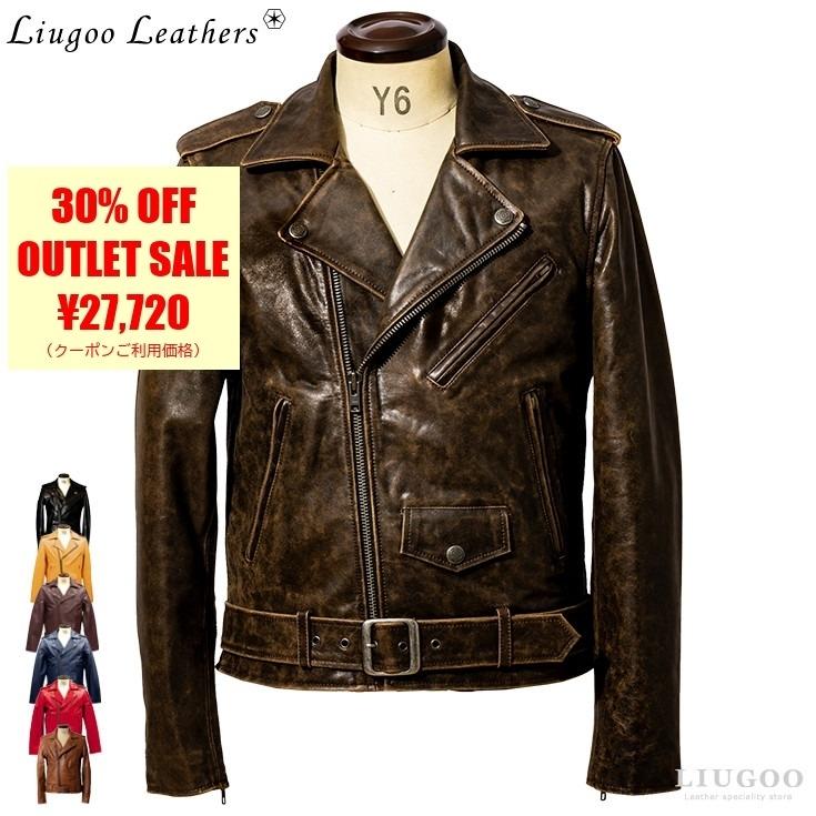 Liugoo Leathers 【50%OFFクーポン】Liugoo Leathers 本革 ダブル