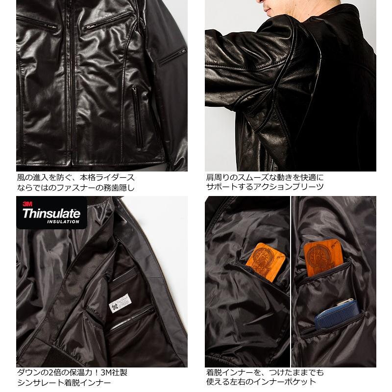 Liugoo Leathers 本革 高機能防寒仕様シングルライダースジャケット メンズ リューグーレザーズ SRSCW01C  レザージャケット バイカージャケット｜liugoo｜12