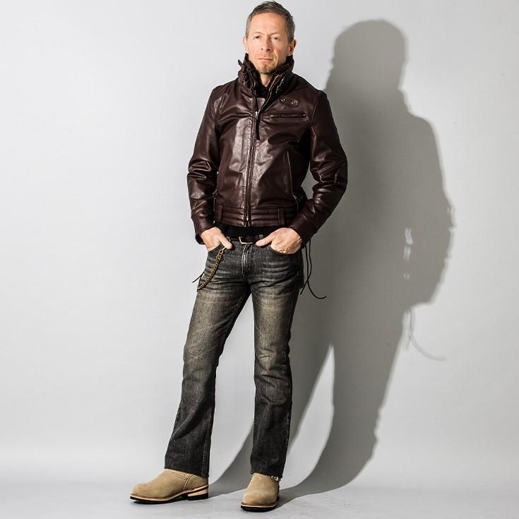 Liugoo Leathers 本革 高機能防寒仕様襟ボアハイネックシングル