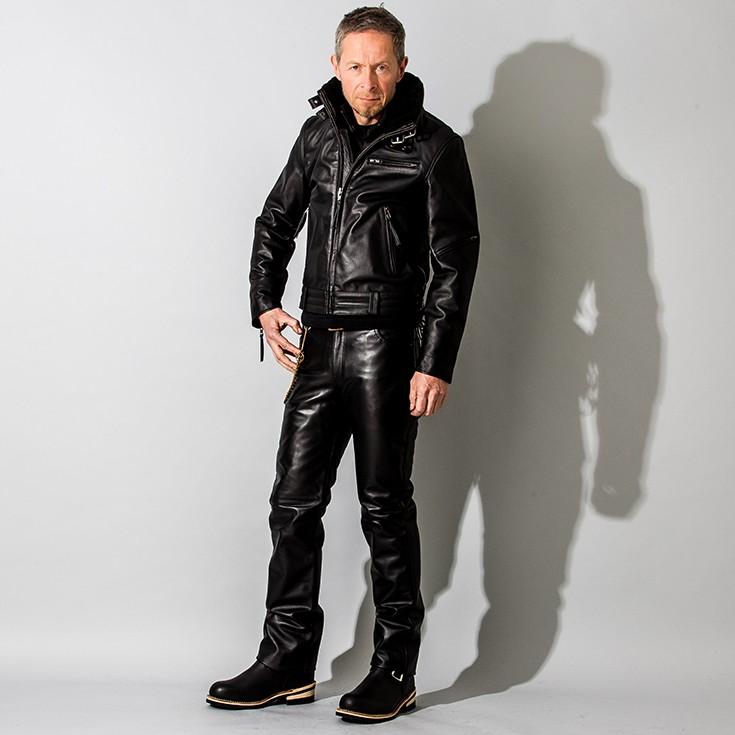 高機能防寒仕様　L リューグーレザーズ シングルライダースジャケット　ブラック Liugoo Leathers 本革 高機能防寒仕様襟ボアハイネックシングル