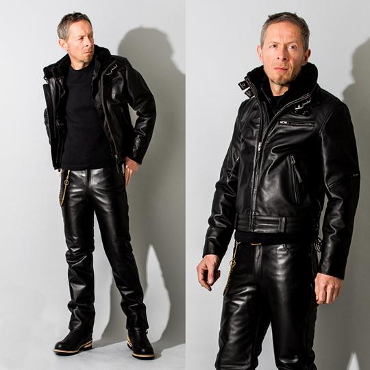Liugoo Leathers 本革 高機能防寒仕様襟ボアハイネックシングル Liugoo Leathers 本革 高機能防寒仕様襟ボアハイネックシングル