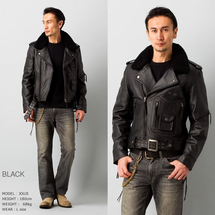 レザージャケット ダブルポケット Liugoo Leathers 本革 高機能防寒仕様 襟ボアDポケットダブル