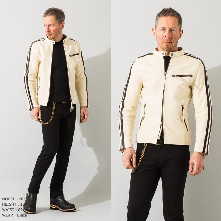 Liugoo Leathers 本革 メッシュレザー 2ラインシングル Liugoo Leathers 本革 メッシュレザー 2ラインシングル