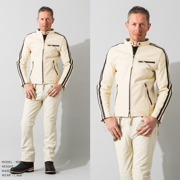 Liugoo Leathers 本革 メッシュレザー 2ラインシングル Liugoo Leathers 本革 メッシュレザー 2ラインシングル