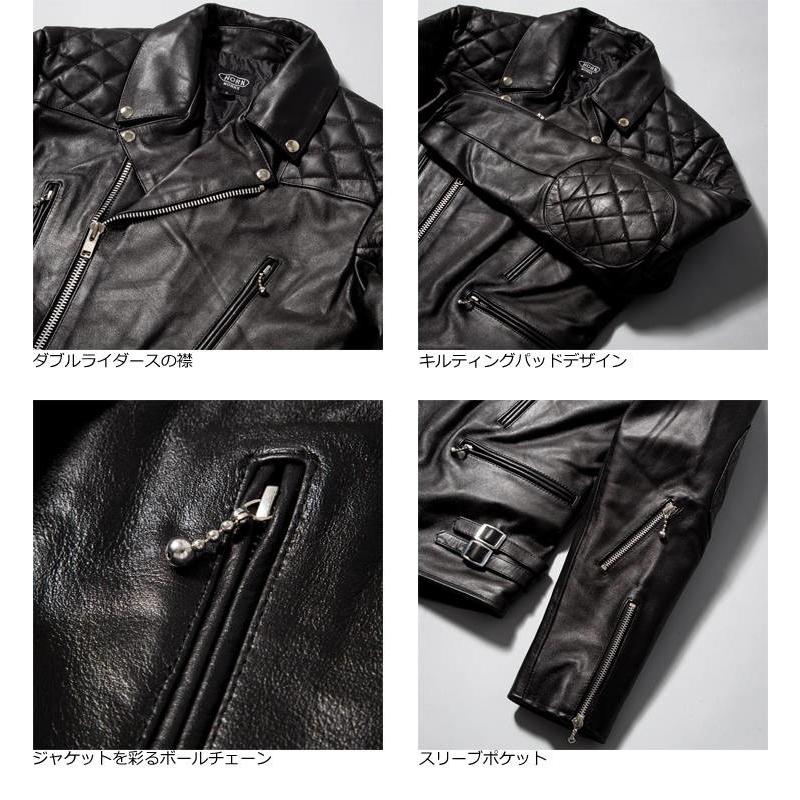 Horn Works 本革 UKパッドダブルライダースジャケット メンズ Horn Works 本革 UKパッドダブルライダースジャケット メンズ