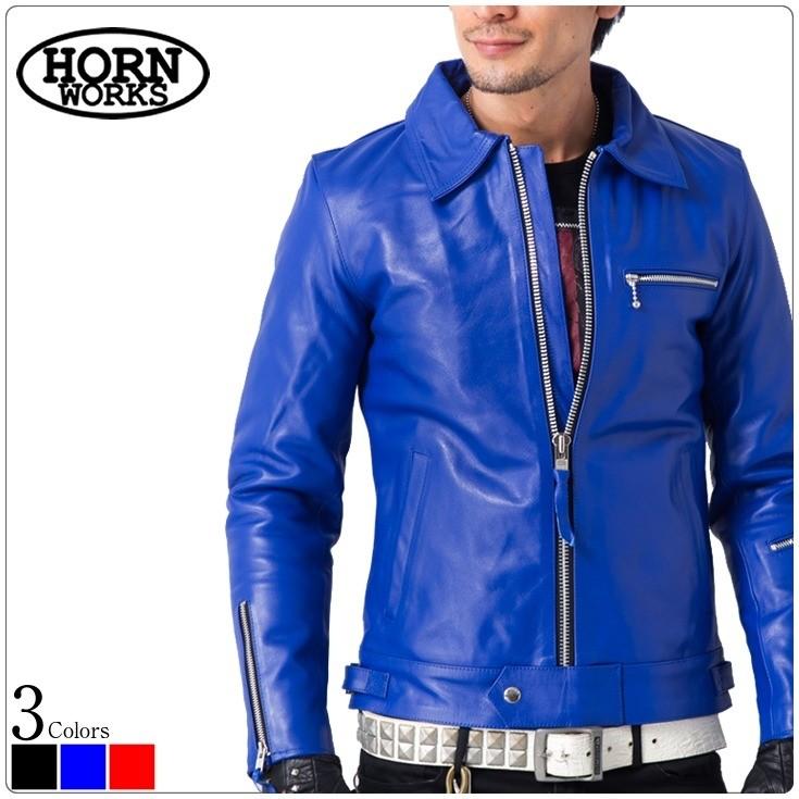 UK襟付きシングルライダースジャケット メンズ 本革 Horn Works UK襟付きシングルライダースジャケット メンズ 本革 Horn Works