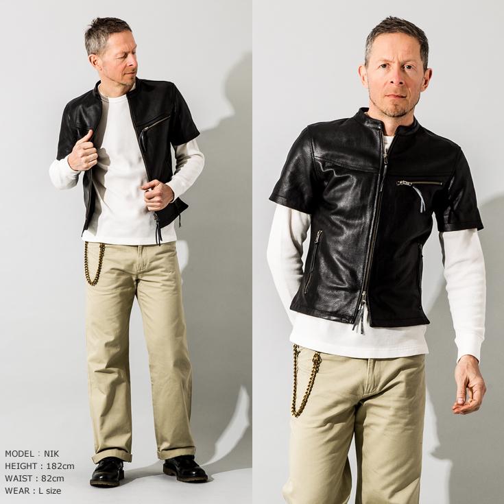 Liugoo Leathers 本革 メッシュレザーTシャツ メンズ