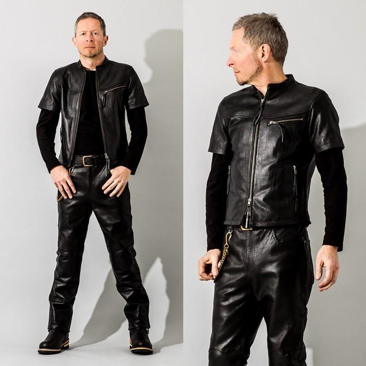 Liugoo Leathers 【20周年記念10%OFFクーポン】本革 メッシュレザーT
