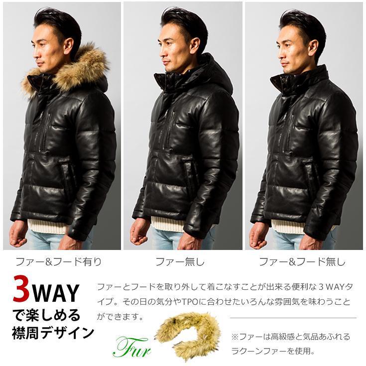 Liugoo Leathers LIUGOO 本革 レザーダウンジャケット メンズ Liugoo Leathers LIUGOO 本革 レザーダウンジャケット メンズ
