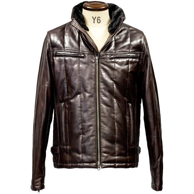 Liugoo Leathers LIUGOO 本革 ダウンライダースジャケット メンズ 