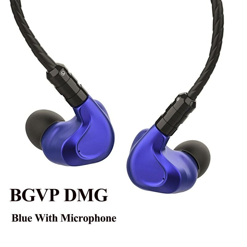 イヤホン 有線 高音質 カナル型  2DD+4BA ハイブリッド MMCX リケーブル メタルボディMMCX Blue With Mic