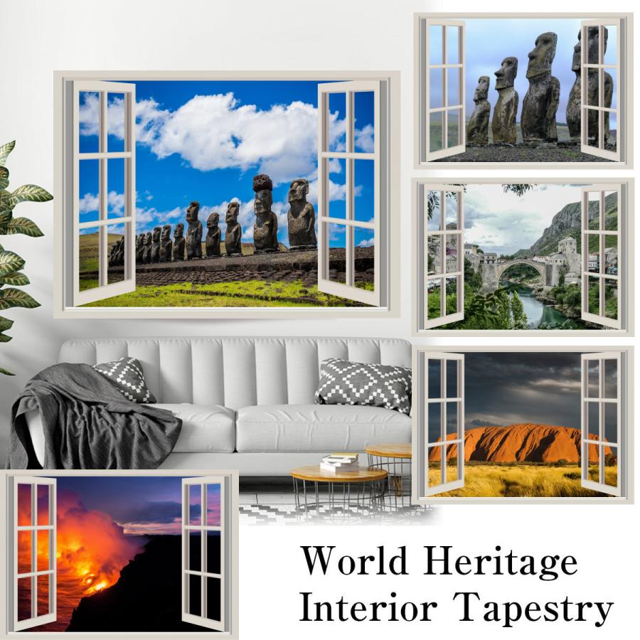 タペストリー 世界遺産 モアイ イースター ハワイ 火山 エアーズロック