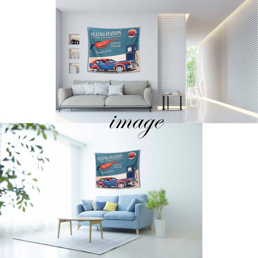 タペストリー 西海岸 アメ車 ルート66 ビーチ 夕焼け アメリカ ヤシの