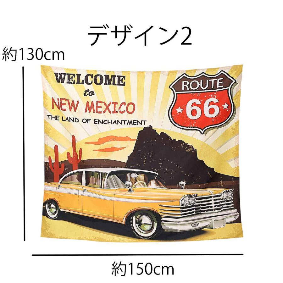 タペストリー 西海岸 アメ車 ルート66 ビーチ 夕焼け アメリカ ヤシの