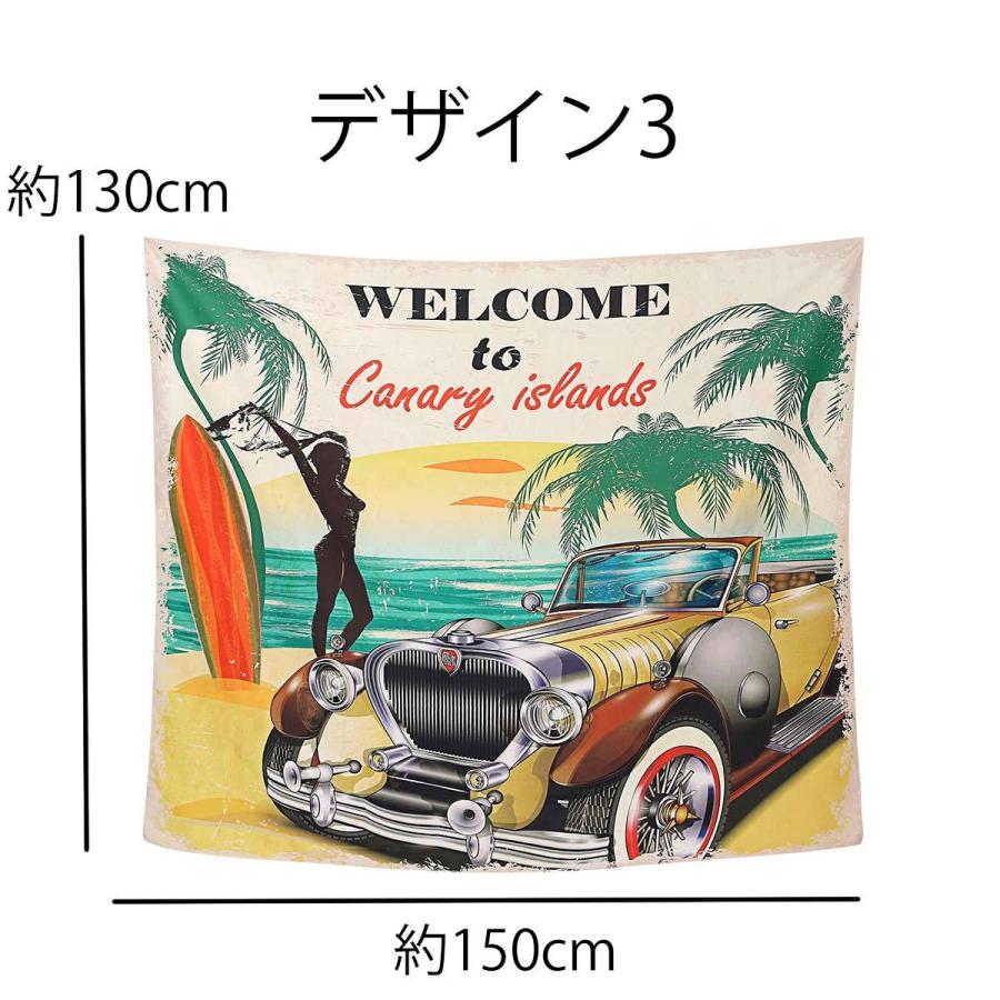 タペストリー 西海岸 アメ車 ルート66 ビーチ 夕焼け アメリカ ヤシの