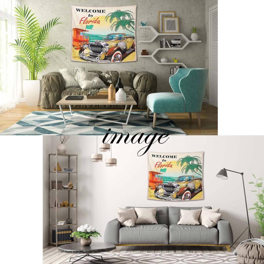 タペストリー 西海岸 アメ車 ルート66 ビーチ 夕焼け アメリカ