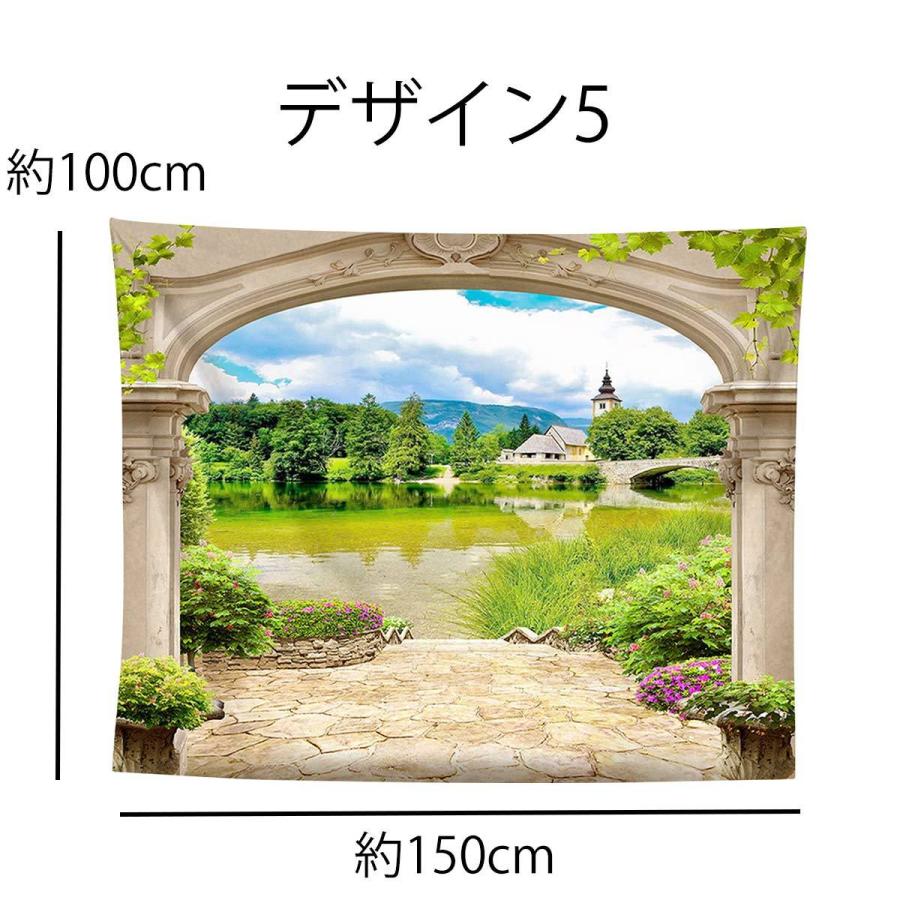 タペストリーインテリア 北欧 宮殿 庭園 テラス 花 おしゃれ 風景 湖