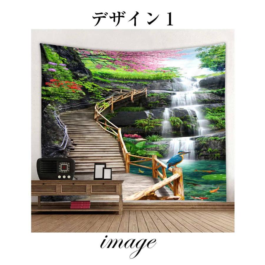 タペストリー 特大 230×150 自然 緑 川 渓流 苔 森林 木漏れ日 滝