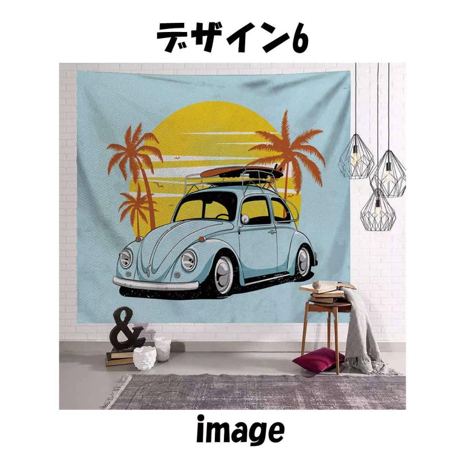 タペストリー 西海岸 レトロ クラシックカー ビーチ サーサーフィン