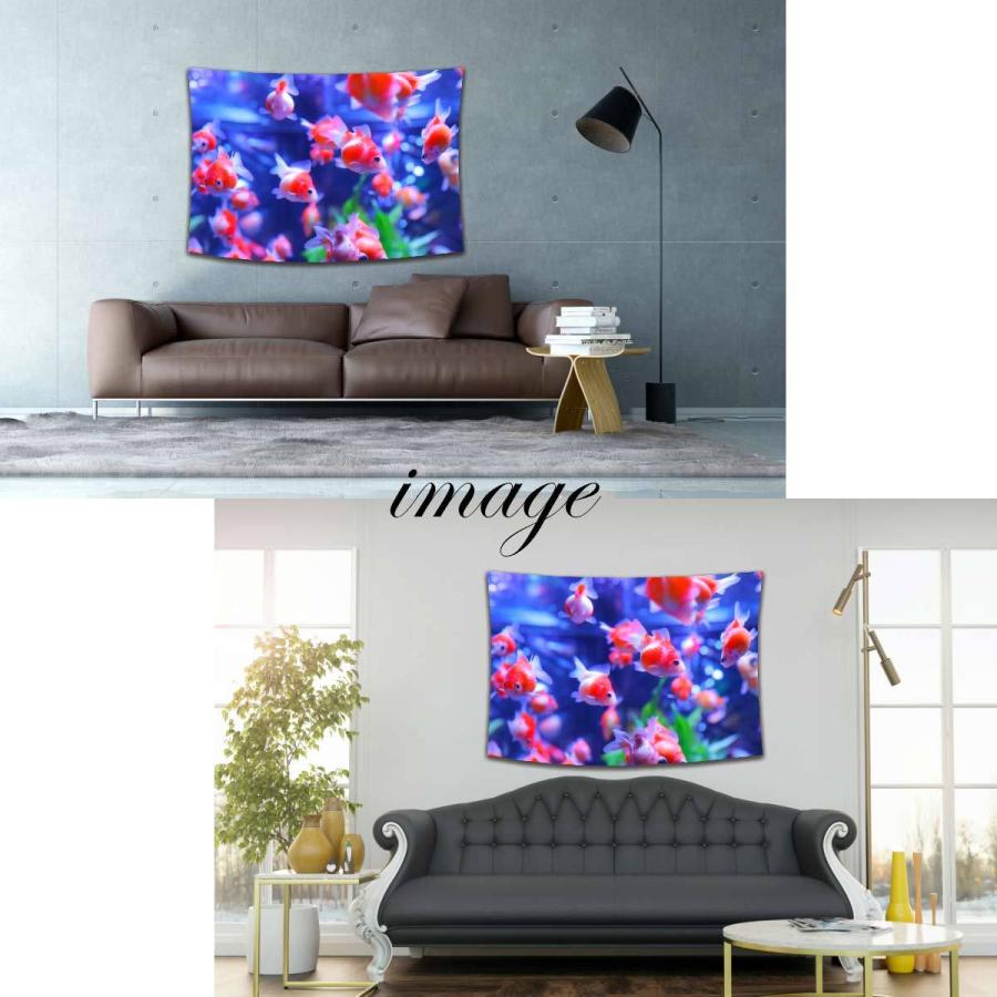 タペストリー 金魚 黒地