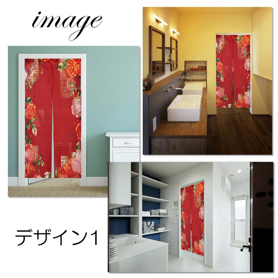 のれん 暖簾 180cm丈 バラ 薔薇 花 アンティーク レトロ ロング 丈