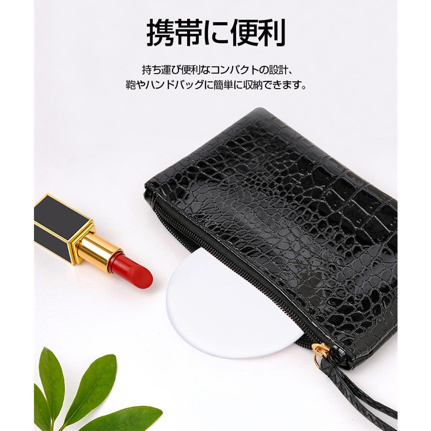 コンパクトミラー 手鏡 LEDライト付き 2倍拡大鏡付き おしゃれ 化粧鏡