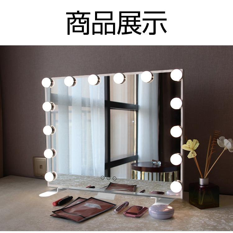 化粧台セット、マルチカラーLED電球付きミラー、大きなテーブルトップ