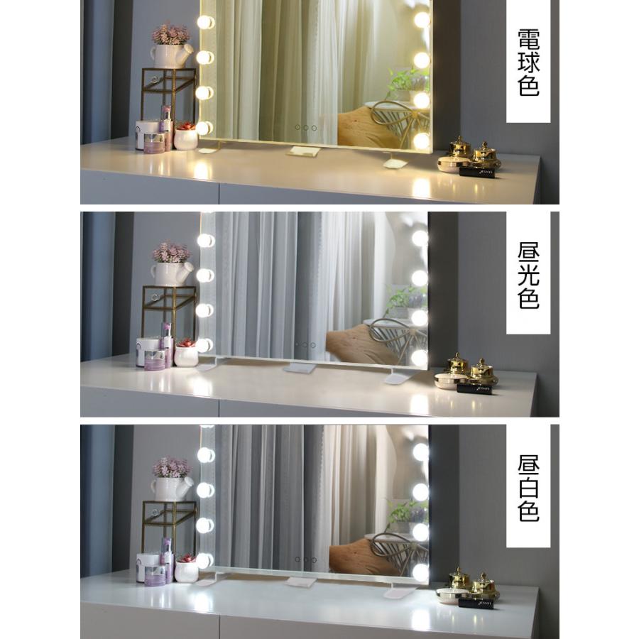化粧台セット、マルチカラーLED電球付きミラー、大きなテーブルトップ