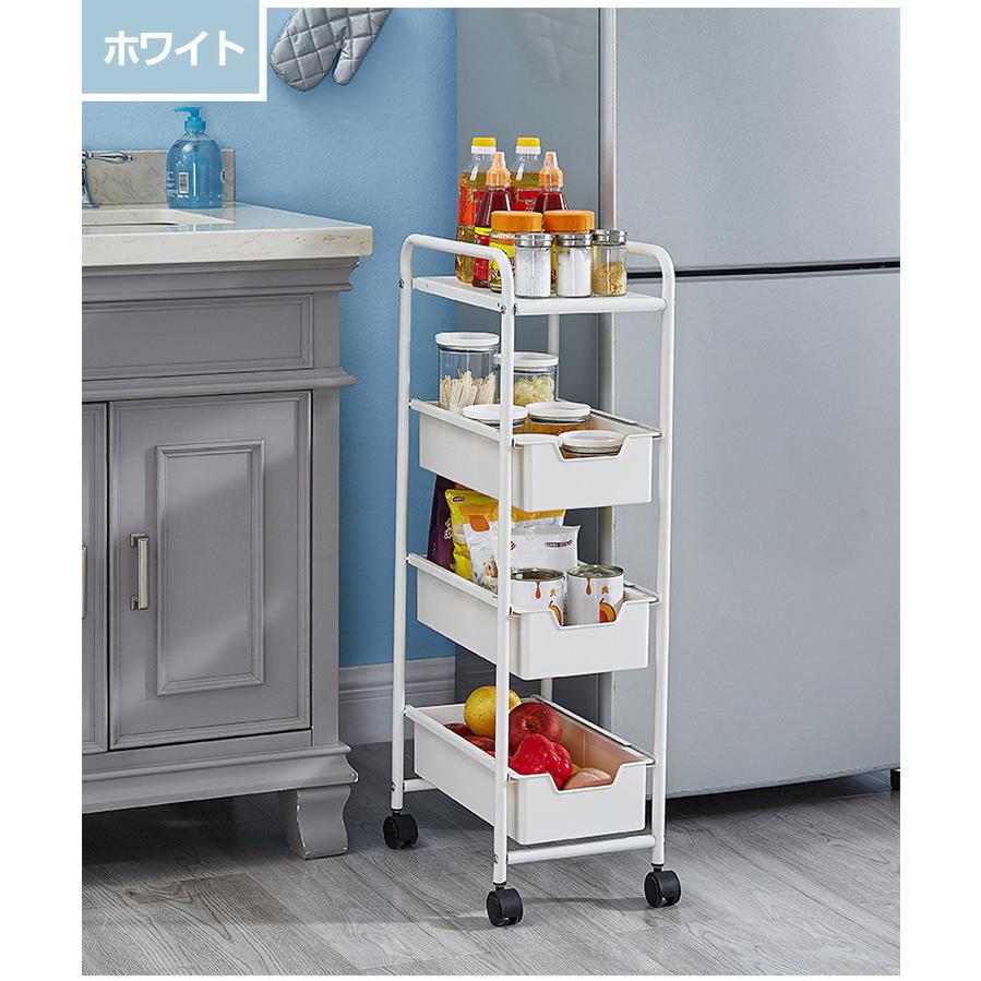 キッチンラック キャスター付き スチールラック 4段 スチールラック 4