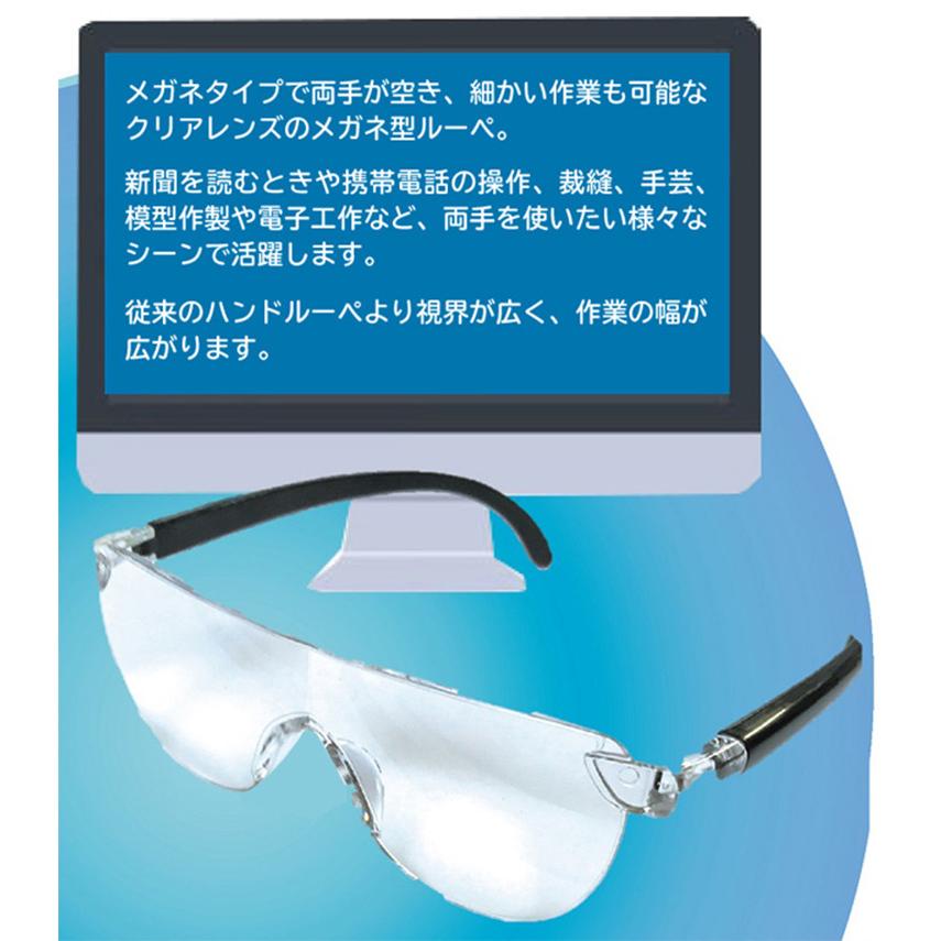 ルーペ メガネ 拡大鏡 1.3倍 ブルーライトカット ルーペ眼鏡 UVカット