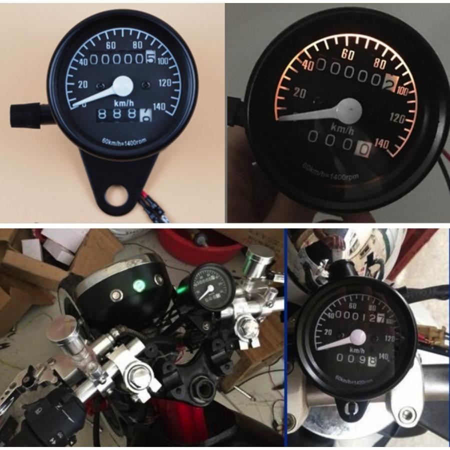 最新な スピードメーター 機械式 12v バイク用 汎用 メーター 最大速度表示140 H 金属製 オドメーター トリップメーター Aynaelda Com