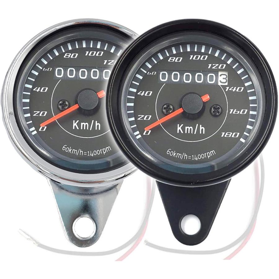 スピードメーター バイク用 メーター 最大速度表示180km H 走行距離計12v オドメーター 送料無料