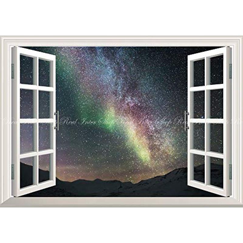 お年玉セール特価 絵画風 壁紙ポスター はがせるシール式 窓の景色 オーロラ 北極光 ノーザンライト アイスランド 神秘 窓仕様トリックアート キャラ ポスター Acte Paris Org