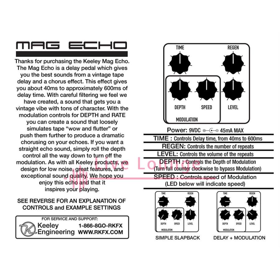 Keeley Echo Tape Style Digital Delay デジタル ディレイ テープエコー ギター エフェクター