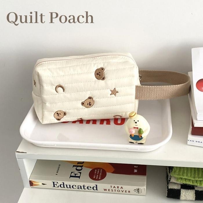 キルティング くまさん 刺繍 化粧ポーチ ナチュラル コットン くまさん 三日月 星 メイクポーチ 小物 収納 韓国 雑貨 可愛い くまさん ポーチ Tb2704 リブリー 通販 Yahoo ショッピング