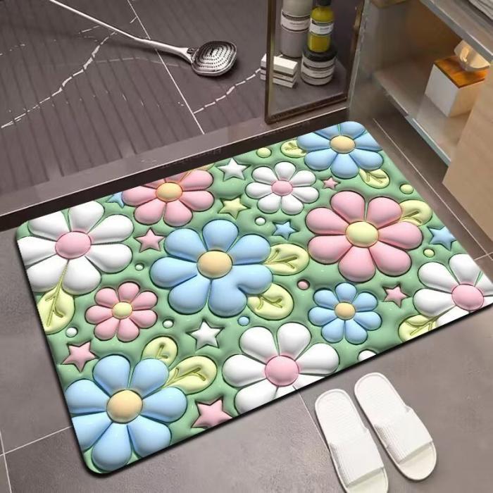 ぷにぷに 立体 3Dに見える 珪藻土 バスマット 60×90cm ソフト 柔らか 珪藻土マット 速乾 吸水 3D視覚 バスマット 珪藻土マット 洗える お風呂マット :tb3000:リブリー 通販 猫柄 ネコ バスマット おしゃれ マットレス 可愛い ブラック