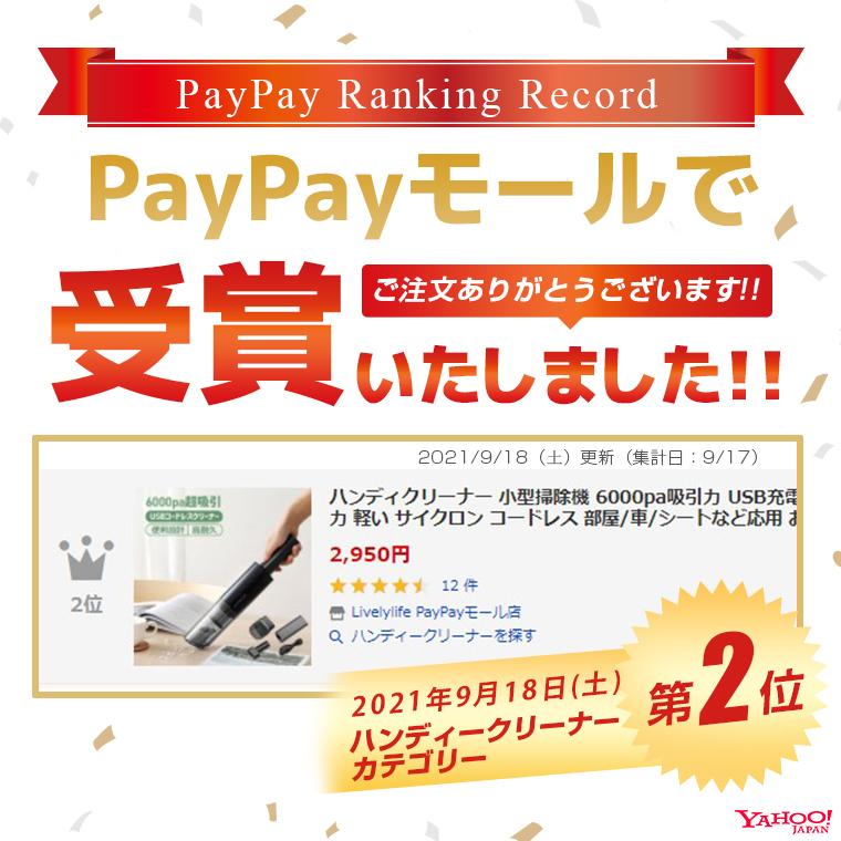 P10倍 ハンディクリーナー 小型掃除機 6000pa吸引力 Usb充電式 持ち込み可 乾湿両用 強力 吸引力 軽い サイクロン コードレス 部屋 車 シートなど応用 Livelylife Paypayモール店 通販 Paypayモール