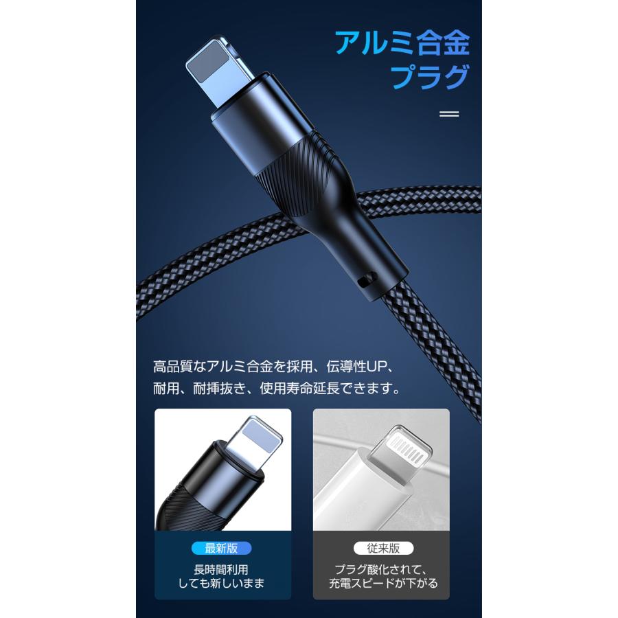 1.2mX2本 3in1 充電ケーブル 最大3A iPhone Android Type-C 3-in-1 1本3役 アップル 急速充電 USB 13 13mini pro max iPad 断線防止 丈夫 同時充電 データ転送｜livelylife｜09