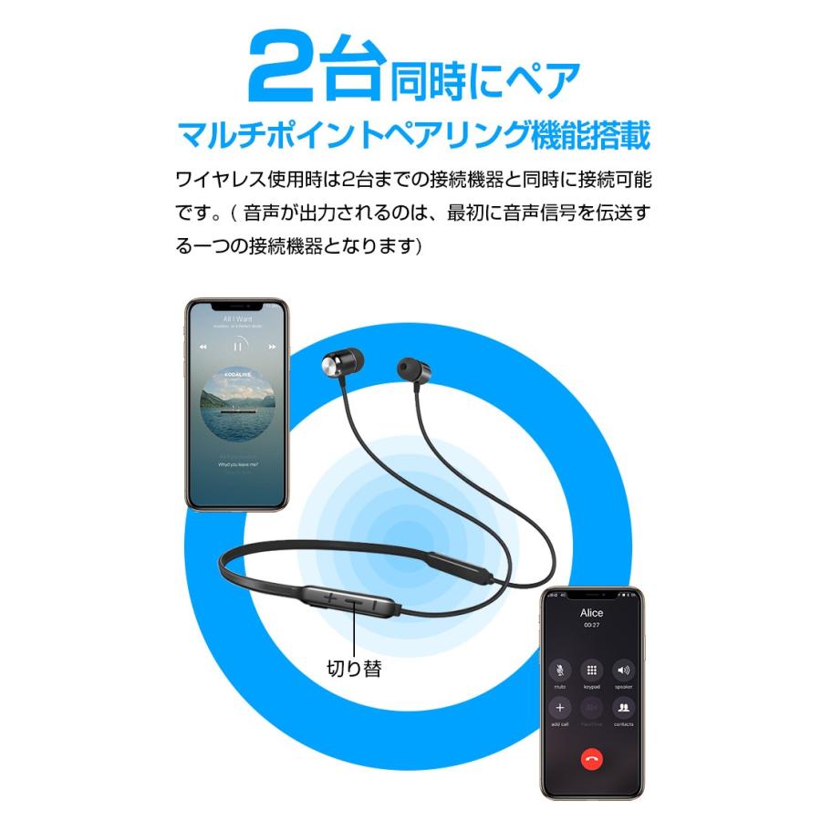 ワイヤレスイヤホン ランニング Bluetooth 5.0 iPhone15 高音質 ヘッドホン 防水 IPX5 マグネットイヤホン スポーツ  イヤホンマイク 携帯 タブレット｜livelylife｜14