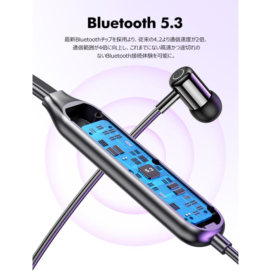 ワイヤレスイヤホン イヤホン Bluetooth 5.3 スポーツイヤホン 最新版 両耳 ENC ブルートゥース コードレスイヤホン 高音質 低遅延｜livelylife｜07