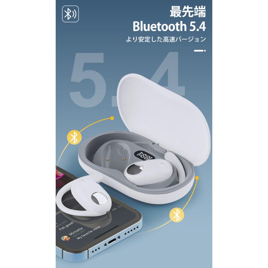 空気伝導 ワイヤレスイヤホン オープンイヤー Bluetooth 5.4 イヤホン スポーツイヤホン ノイズキャンセリング Hi-Fi高音質 低遅延 耳掛け 開放型｜livelylife｜06