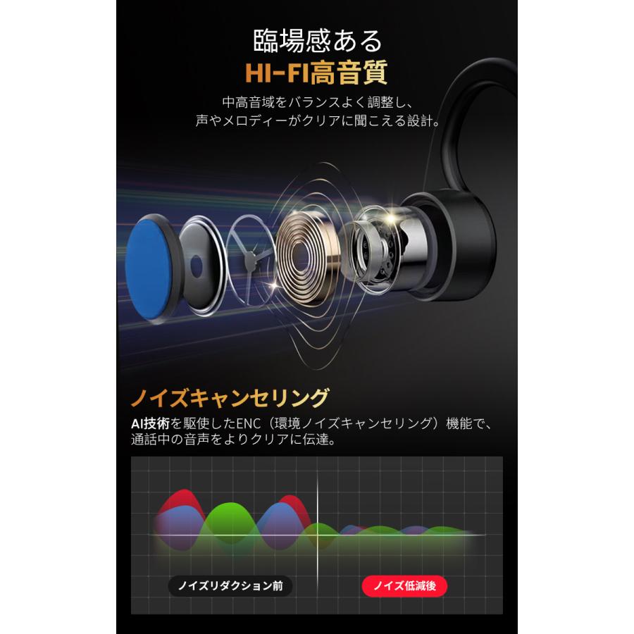 骨伝導イヤホン ENC + AI通話ノイズリダクション 新品 Amazon.co.jp: ワイヤレスイヤホン bluetoothイヤホン AIスマート ENC