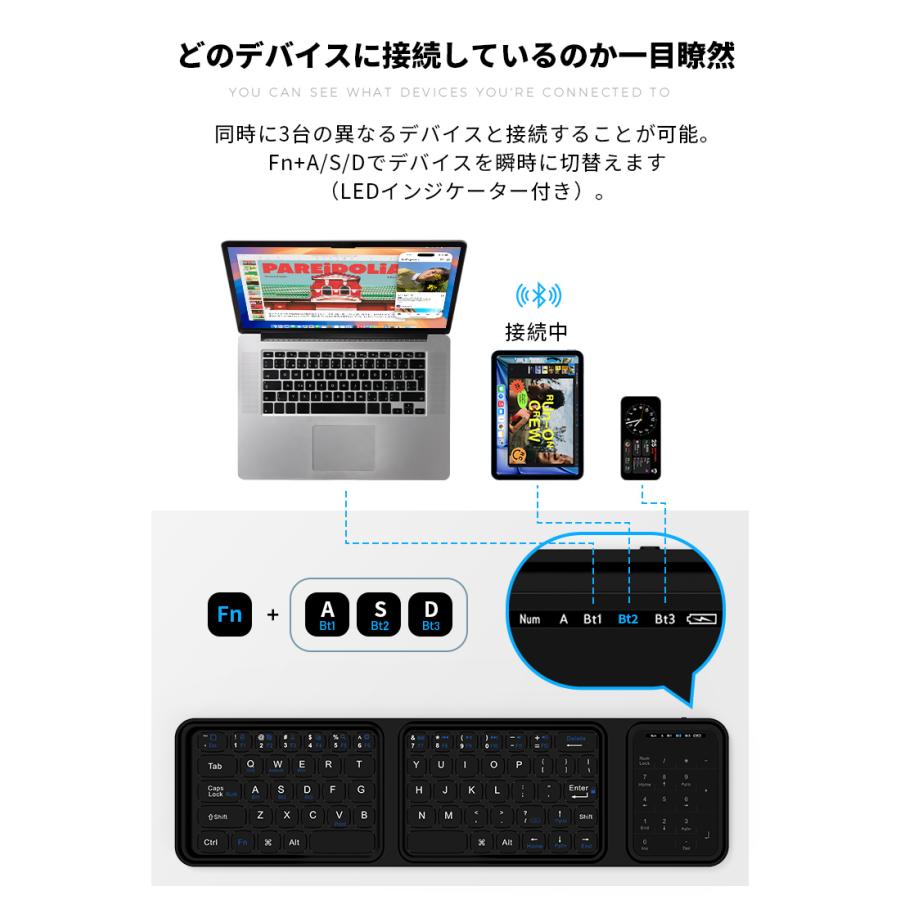 超P祭・15%OFFクーポン キーボード Bluetooth タッチパネル搭載 3台デバイス切替 超軽量 ワイヤレス USB ipad A16 第10世代 無線 充電式 iOS Android Windows | LivelyLife | 07