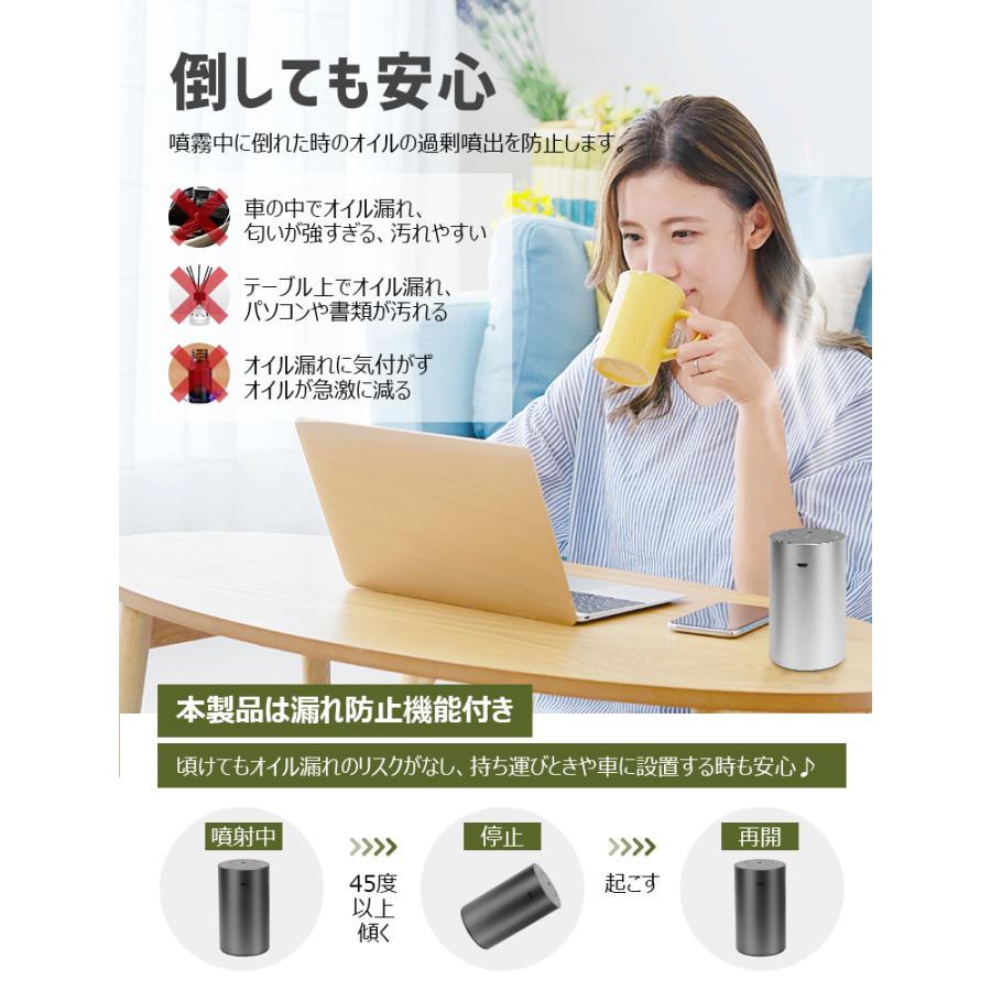 ＼クーポンで最安3762円／ 水なし アロマディフューザー 車 アロマオイル付 コードレス 2000mAh usb充電式 噴霧式 ネブライザー式 3段階調整 タイマー 漏れ防止 |  | 06